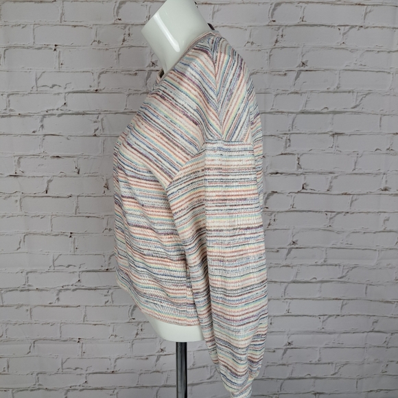 Madewell Bubble Sleeves Crop Sweater In Rainbow Stripes - Picture 7 of 12